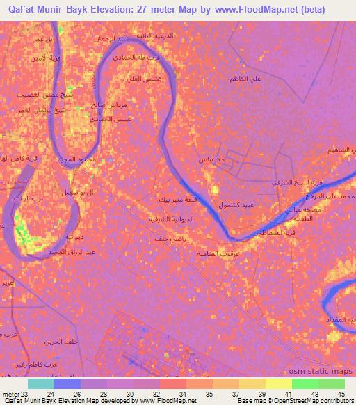 Qal`at Munir Bayk,Iraq Elevation Map