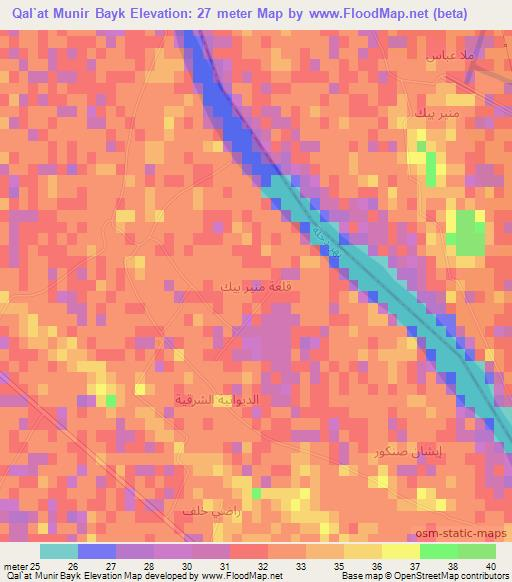 Qal`at Munir Bayk,Iraq Elevation Map