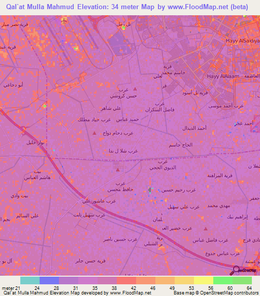 Qal`at Mulla Mahmud,Iraq Elevation Map