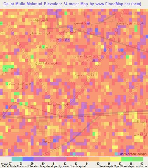 Qal`at Mulla Mahmud,Iraq Elevation Map