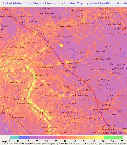 Qal`at Muhammad Shabib,Iraq Elevation Map