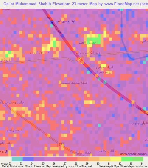 Qal`at Muhammad Shabib,Iraq Elevation Map