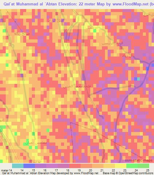 Qal`at Muhammad al `Abtan,Iraq Elevation Map