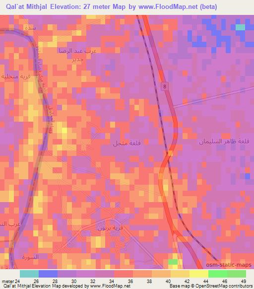 Qal`at Mithjal,Iraq Elevation Map