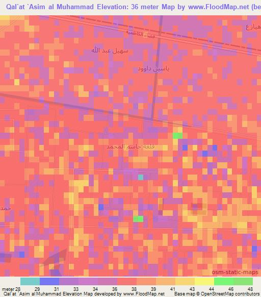 Qal`at `Asim al Muhammad,Iraq Elevation Map