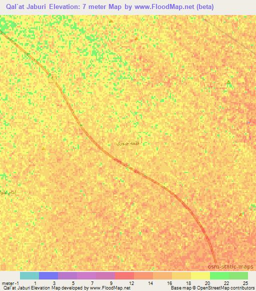 Qal`at Jaburi,Iraq Elevation Map