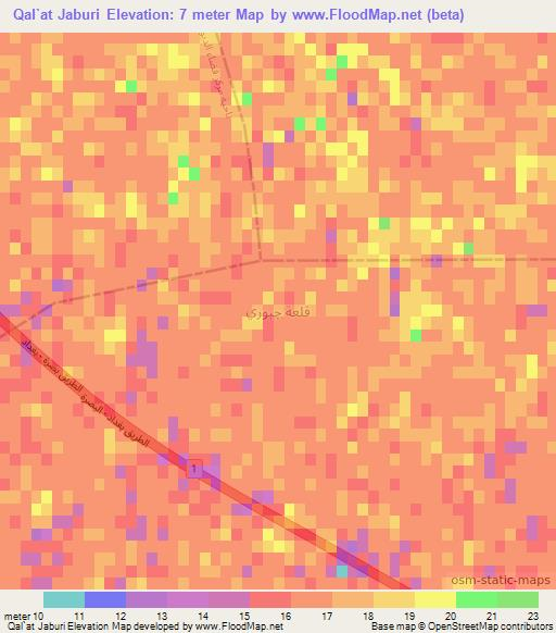 Qal`at Jaburi,Iraq Elevation Map