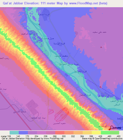 Qal`at Jabbar,Iraq Elevation Map