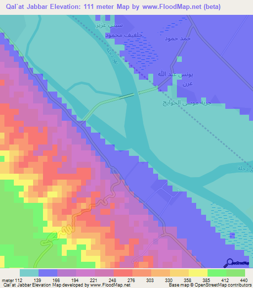 Qal`at Jabbar,Iraq Elevation Map