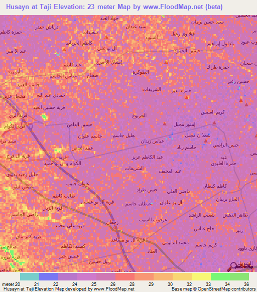 Husayn at Taji,Iraq Elevation Map