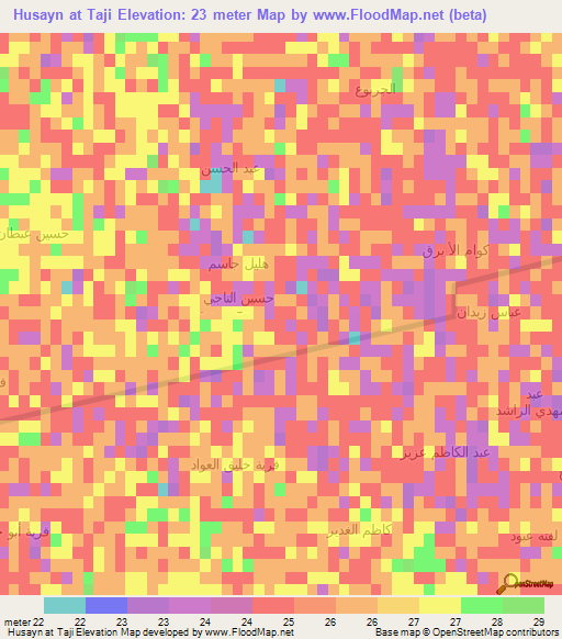 Husayn at Taji,Iraq Elevation Map