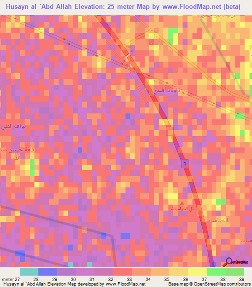 Husayn al `Abd Allah,Iraq Elevation Map