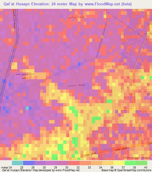 Qal`at Husayn,Iraq Elevation Map