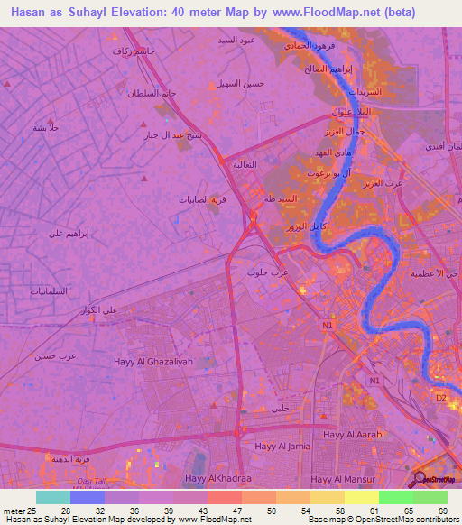 Hasan as Suhayl,Iraq Elevation Map