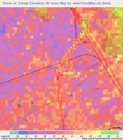 Hasan as Suhayl,Iraq Elevation Map