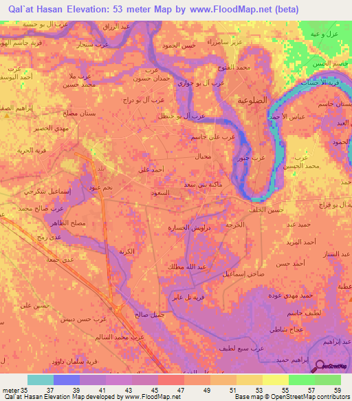 Qal`at Hasan,Iraq Elevation Map