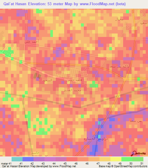 Qal`at Hasan,Iraq Elevation Map