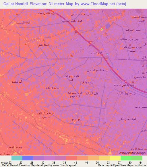 Qal`at Hamidi,Iraq Elevation Map