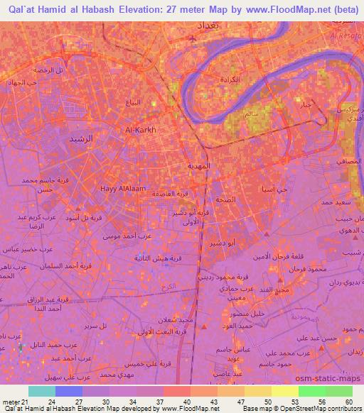 Qal`at Hamid al Habash,Iraq Elevation Map