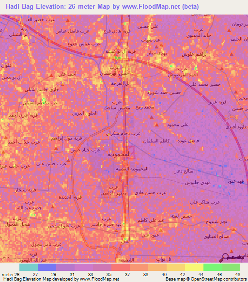 Hadi Bag,Iraq Elevation Map