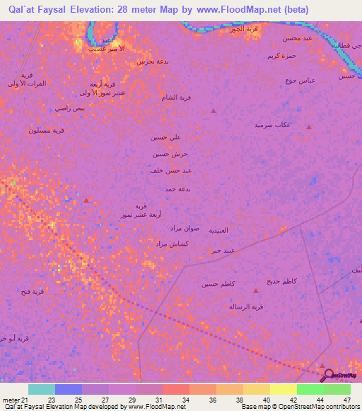 Qal`at Faysal,Iraq Elevation Map