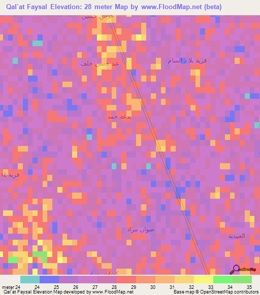 Qal`at Faysal,Iraq Elevation Map