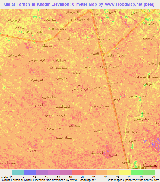 Qal`at Farhan al Khadir,Iraq Elevation Map