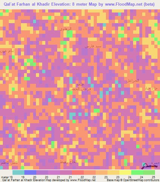 Qal`at Farhan al Khadir,Iraq Elevation Map