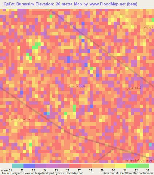 Qal`at Buraysim,Iraq Elevation Map