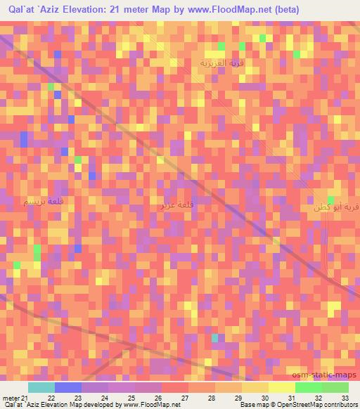Qal`at `Aziz,Iraq Elevation Map