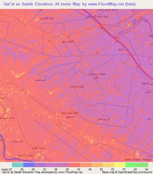 Qal`at as Sadah,Iraq Elevation Map