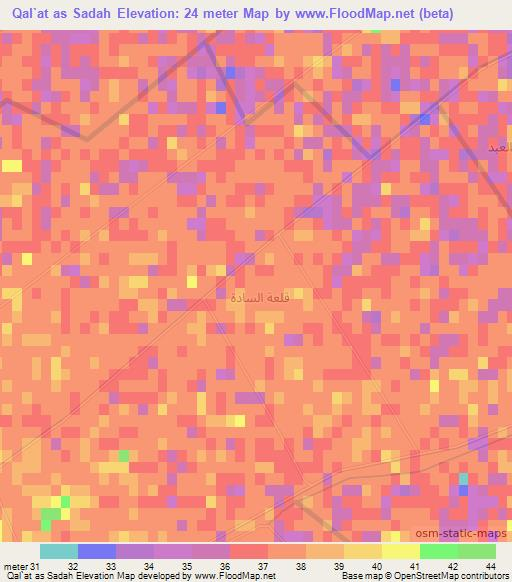 Qal`at as Sadah,Iraq Elevation Map