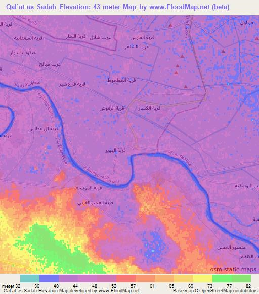 Qal`at as Sadah,Iraq Elevation Map