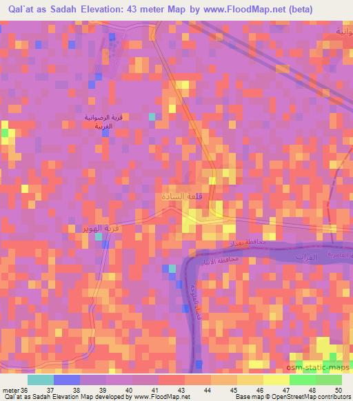 Qal`at as Sadah,Iraq Elevation Map