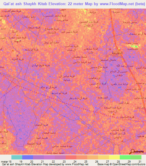 Qal`at ash Shaykh Kitab,Iraq Elevation Map