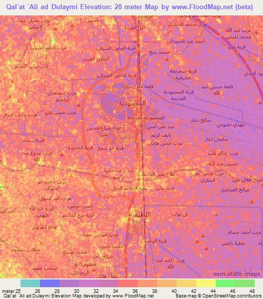 Qal`at `Ali ad Dulaymi,Iraq Elevation Map