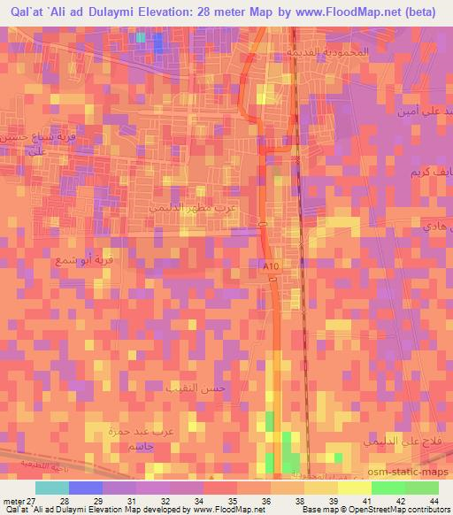 Qal`at `Ali ad Dulaymi,Iraq Elevation Map