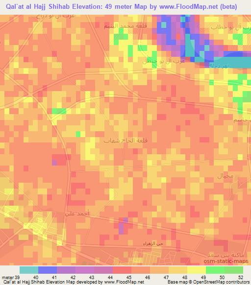 Qal`at al Hajj Shihab,Iraq Elevation Map