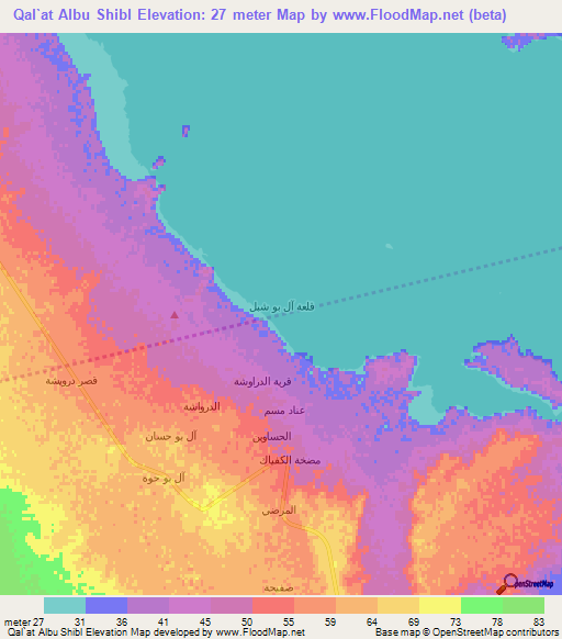 Qal`at Albu Shibl,Iraq Elevation Map