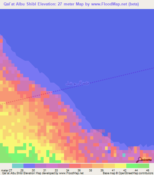 Qal`at Albu Shibl,Iraq Elevation Map