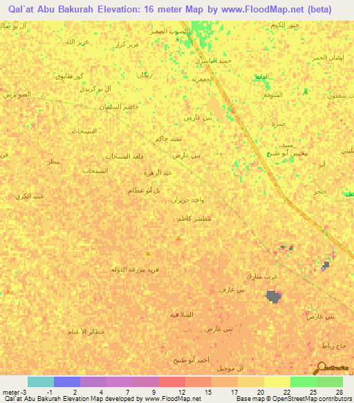 Qal`at Abu Bakurah,Iraq Elevation Map