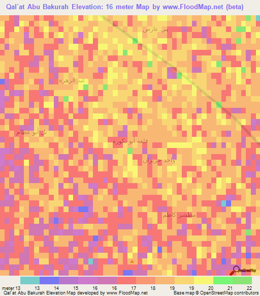 Qal`at Abu Bakurah,Iraq Elevation Map