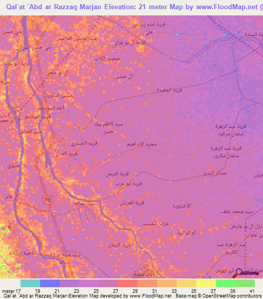 Qal`at `Abd ar Razzaq Marjan,Iraq Elevation Map