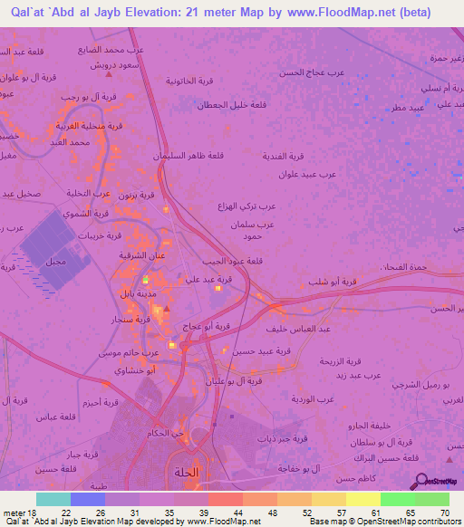 Qal`at `Abd al Jayb,Iraq Elevation Map