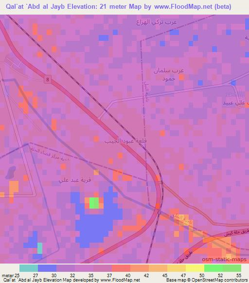 Qal`at `Abd al Jayb,Iraq Elevation Map