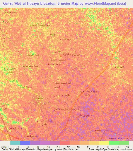 Qal`at `Abd al Husayn,Iraq Elevation Map