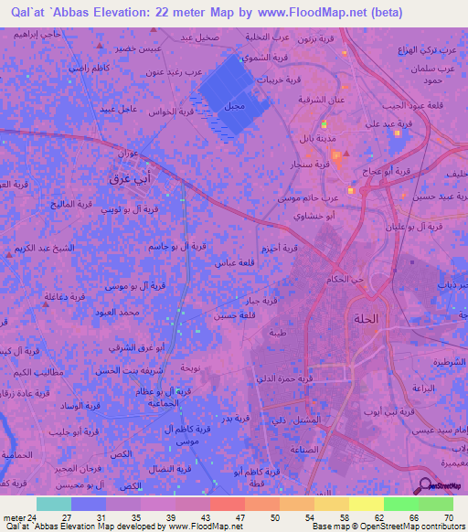 Qal`at `Abbas,Iraq Elevation Map