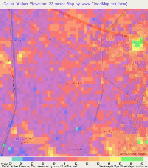 Qal`at `Abbas,Iraq Elevation Map
