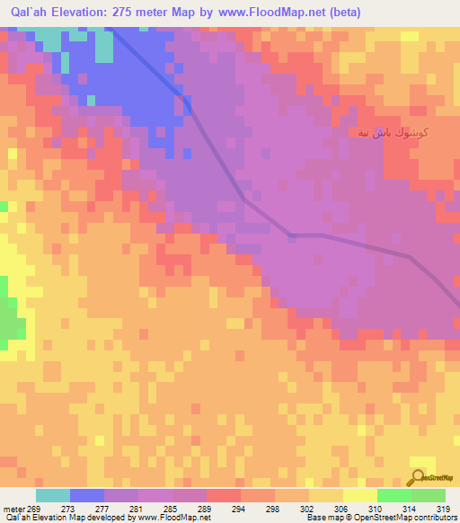 Qal`ah,Iraq Elevation Map