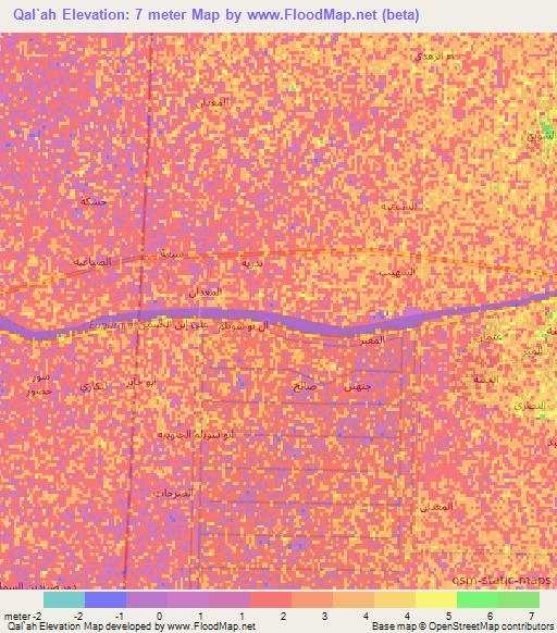 Qal`ah,Iraq Elevation Map